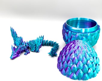 Articulated Crystal Wing Dragon and Matching Egg, Flexi Toy