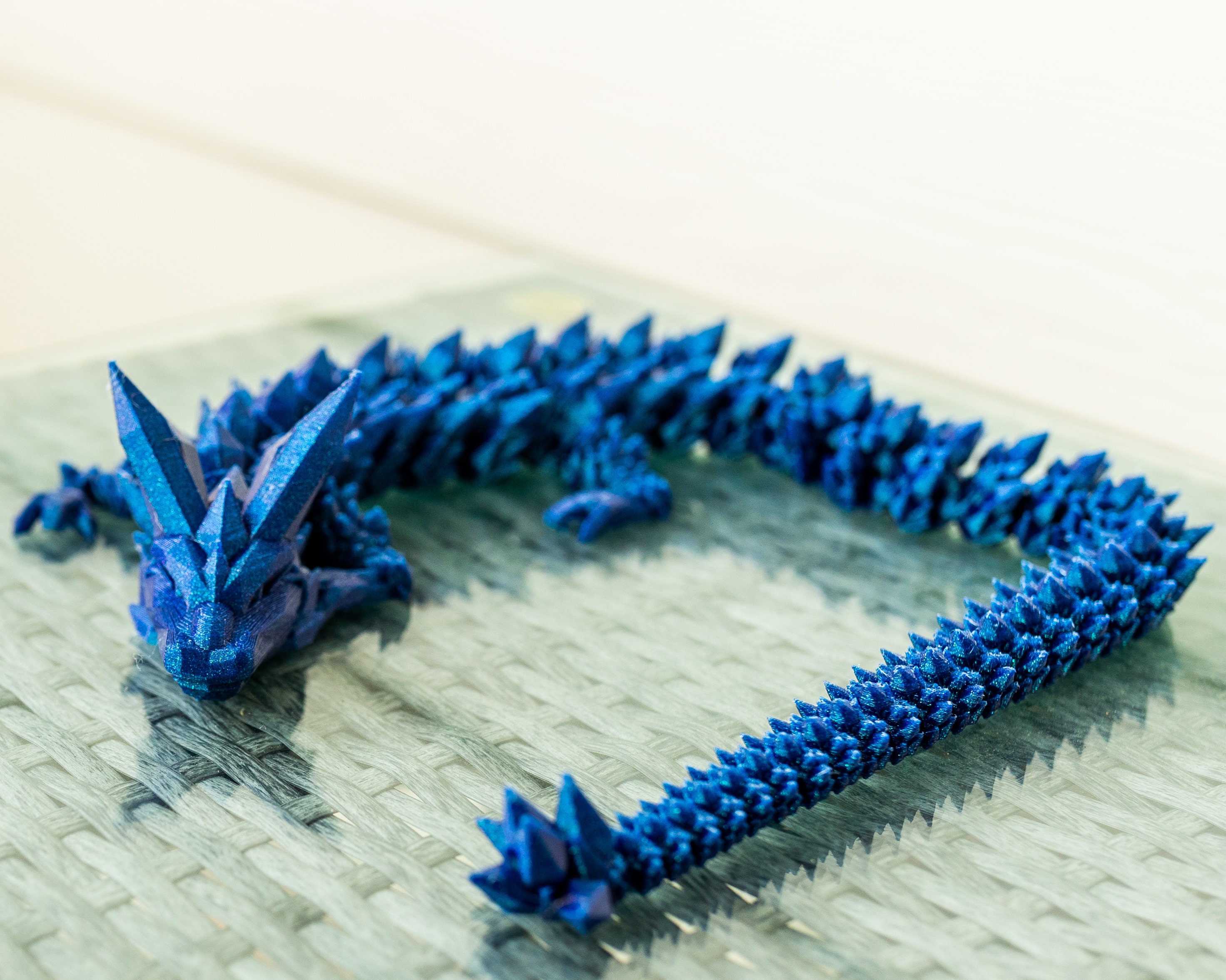3d Printed Articulated Crystal Dragon Toy (24, Blue/Light Green)
