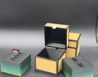 Single Chest Storage Box Minecraft Inspired 3D Printed With Slots for your Nintendo Switch Games And Or Micro SD Cards!