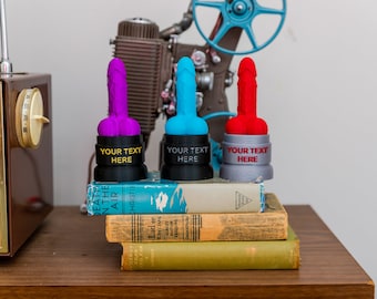 Customizable Penis Dick Trophy 3D Printed Gag Gift Bachelorette Gift Personalize-able Text Custom Text