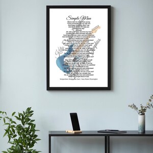 Simple Man Song Lyrics - Digital Download, Ready to Print, Frame