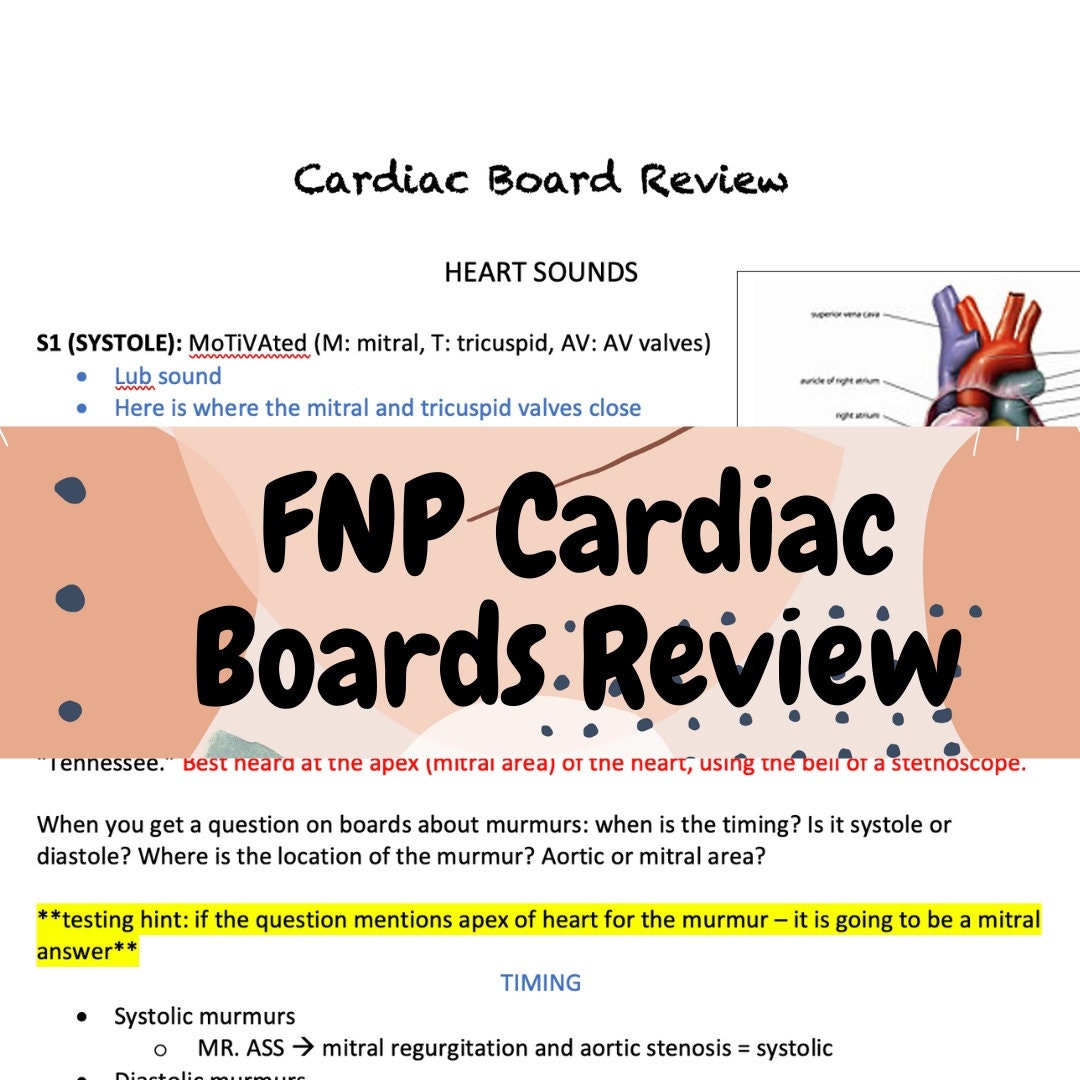 Cardiac FNP Boards Review Etsy