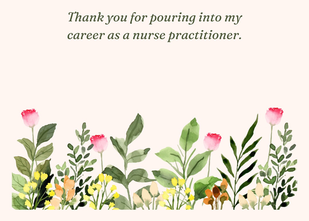 NP Preceptor Thank You Card: Floral Design (PDF Download) - Etsy
