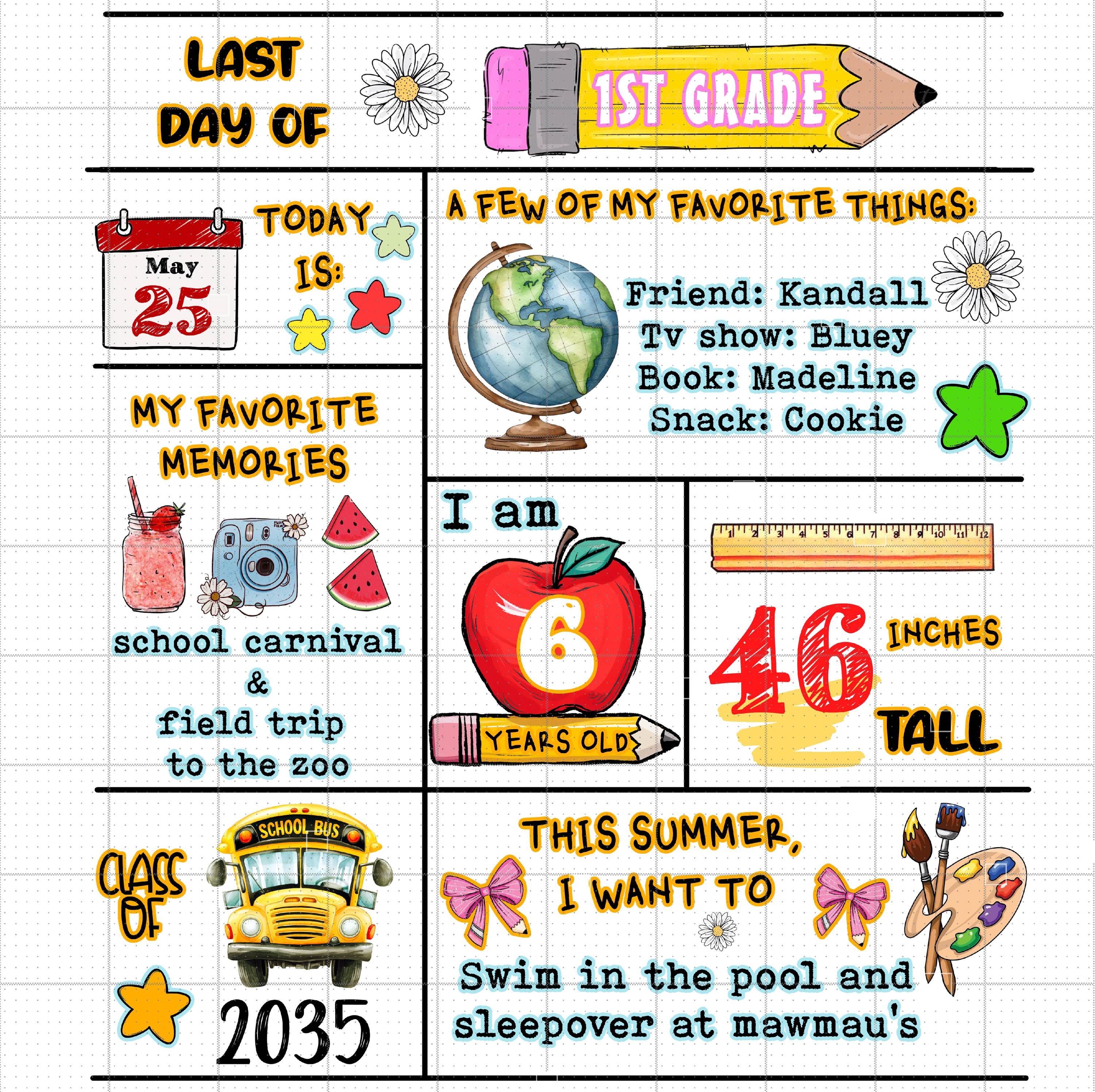 First & Last Day of School Signs, Printable Editable PNG Instant