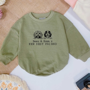 New-Best-Friend Baby Romper, Personalized Dog Lover Romper Sweatshirt, Custom Pet Name Baby Bodysuit, Newborn Baby Clothes, Cute Baby Gift