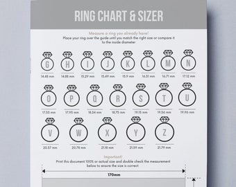 Ring Size Chart Ring Sizer Printable Ring Size Finder Printable Ring Size  Measuring Tool 3 COLORS BONUS International Size Chart 