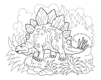 35 Dinosaurier Malvorlagen, Dinosaurier Pintable, Malaktivitäten, Druckbare Malseiten, Digitaler Download