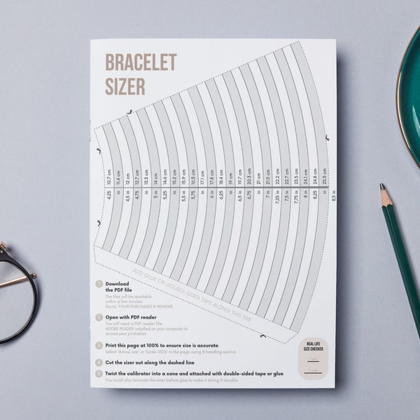Digital Download | Printable Bracelet Sizer | Adjustable Wrist Size Tool | Find Your Accurate Bracelet Length | Easy to Use Measure