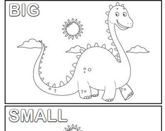 40-seitiges Paket mit Gegensätzen, Ausmalbilder für Kinder. Digitaler Download