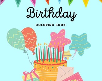 40 Page Bundle of Birthday Colouring Pages for Kids. Digital Download