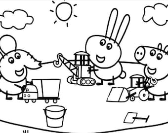 40 Seiten Bundle von Peppa Malvorlagen für Kinder. Digitaler Download