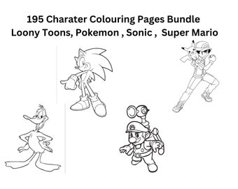 195 Charakter Malvorlagen Bundle, Sonic, Mario, Loony Tunes, Super Mario, Coloring Pages for Kids