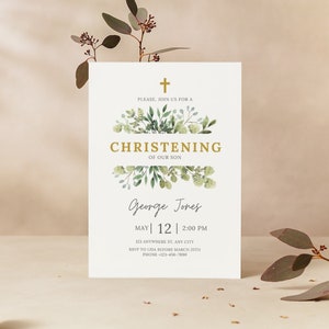 Christening Invitation Unisex, Baptism Invitation, Printable Baptismal Invitation