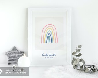 Personalisierter Name und Datum Digitaler Download Druck | Personalisierte Wandkunst | Minimalistischer Druck | Kinderzimmer | Neuer Babydruck