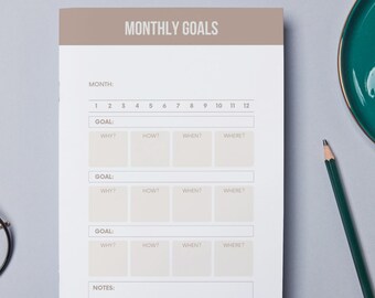 Goal Setting Planner, Goal Planner, Smart Goals, Goal Tracker, Goal Journal, Printable Planner