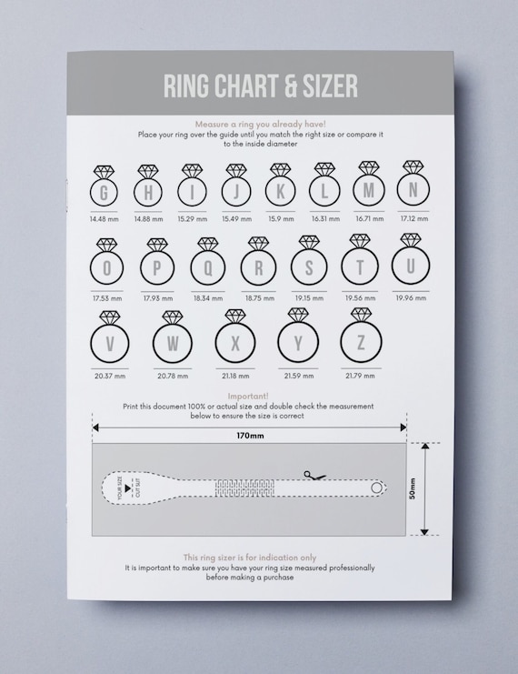 Printable Ring Sizer Accurate Ring Size Finder Measuring Tool International Ring  Size Chart Measure Finger Instant Download 