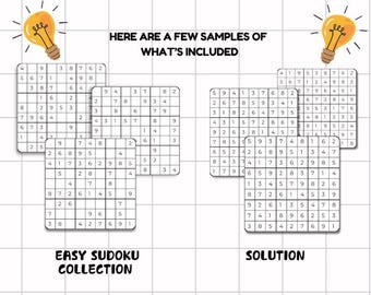 300 Sudoku druckbare Puzzle Buch Aktivität Spiel Bundle mit Lösung Sofortiger Download bereit zum Drucken