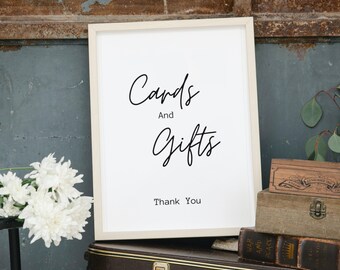 Karten und Geschenke Schild druckbare, moderne minimalistische Hochzeitsschild, Brautparty Geschenk Schild, Baby Shower Schild, Ruhestand Party sofortiger Download