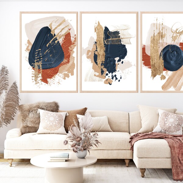 Printable Wall Art Orange and Blue Etsy UK