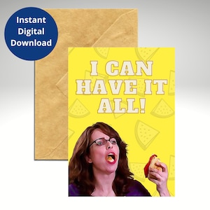 Carte de vœux imprimable Liz Lemon 5 x 7 | Téléchargement numérique instantané | Carte drôle | Tina Fey | 30 Rocher | Comprend une carte électronique GRATUITE