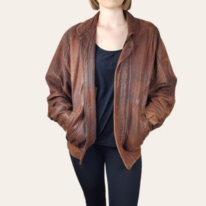Vintage Le Tigre Jacket Mens L 44 Brown Leather Bomber Lined