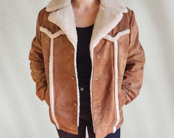 Vintage cowleather suède tracker jacket Hide & Seek Men's Vintage Waxed Brown Leather Trucker Jacket