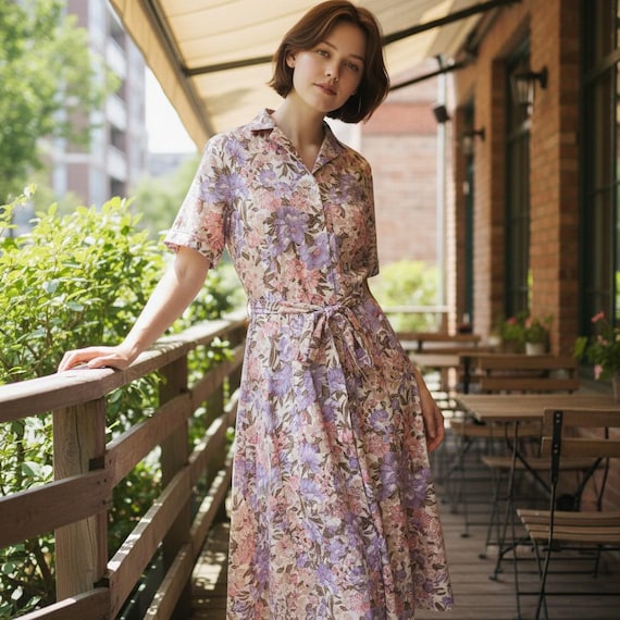 1970s midi dress 1970s Paisly Midi Dress S The Barn Owl Vintage Goods