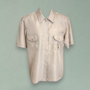 Vintage 80s Silk Blouse: Shoulder Pads, Retro Chic Size 10