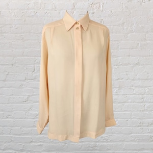 Vintage 1970s Butter Yellow Blouse: Retro Office Chic, Size 10