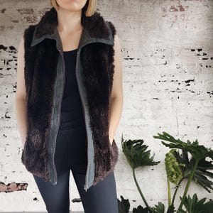 Cozy Vintage Boho Faux Fur Vest from the 1970s, Size 10 | Groovy Hippie Winter Fashion