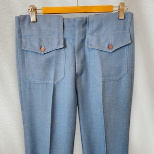 1970s Throwback: Blue Hipster Flares for the Vintage Fashionista, Size 30