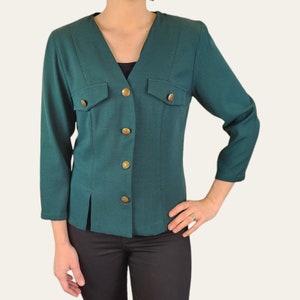 1980s Vintage Women Summer Jacket - Green, Size 10 | Retro Office Wear, Workwear