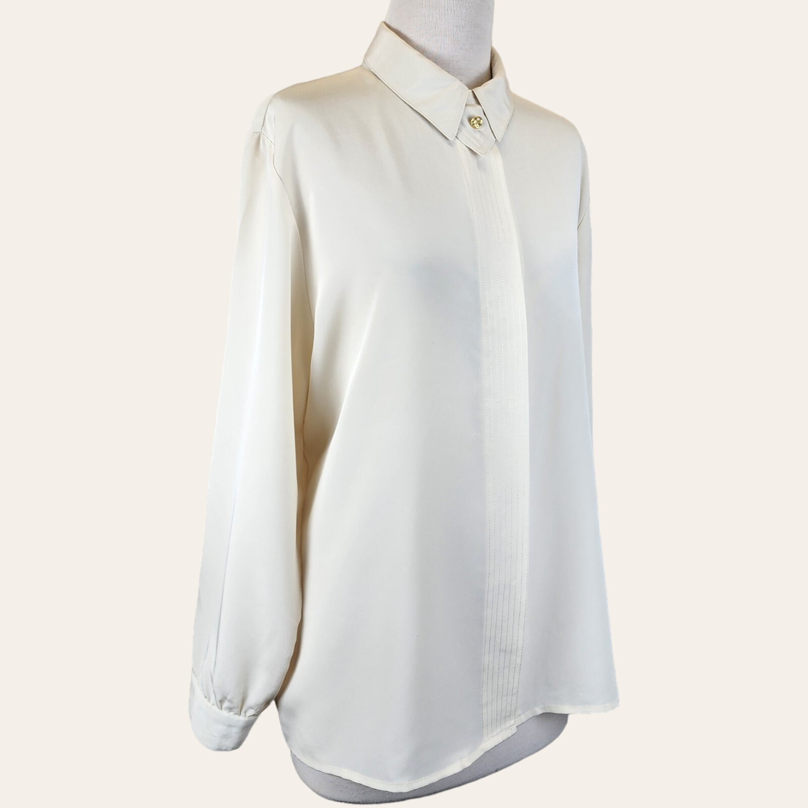 Vintage cotton cream print shirt... L ^^^ main image 0