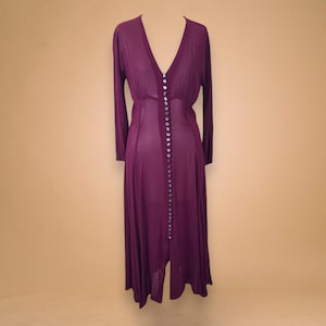 Vintage Bohemian Elegance: 1970s Silk Crepe Maxi Dress, Ideal for Summer Events | Size 12