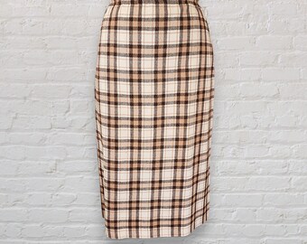 Jupe Crayon Jaeger En Laine Vintage – Taille 14, Motif Géométrique, Midi, Doublée