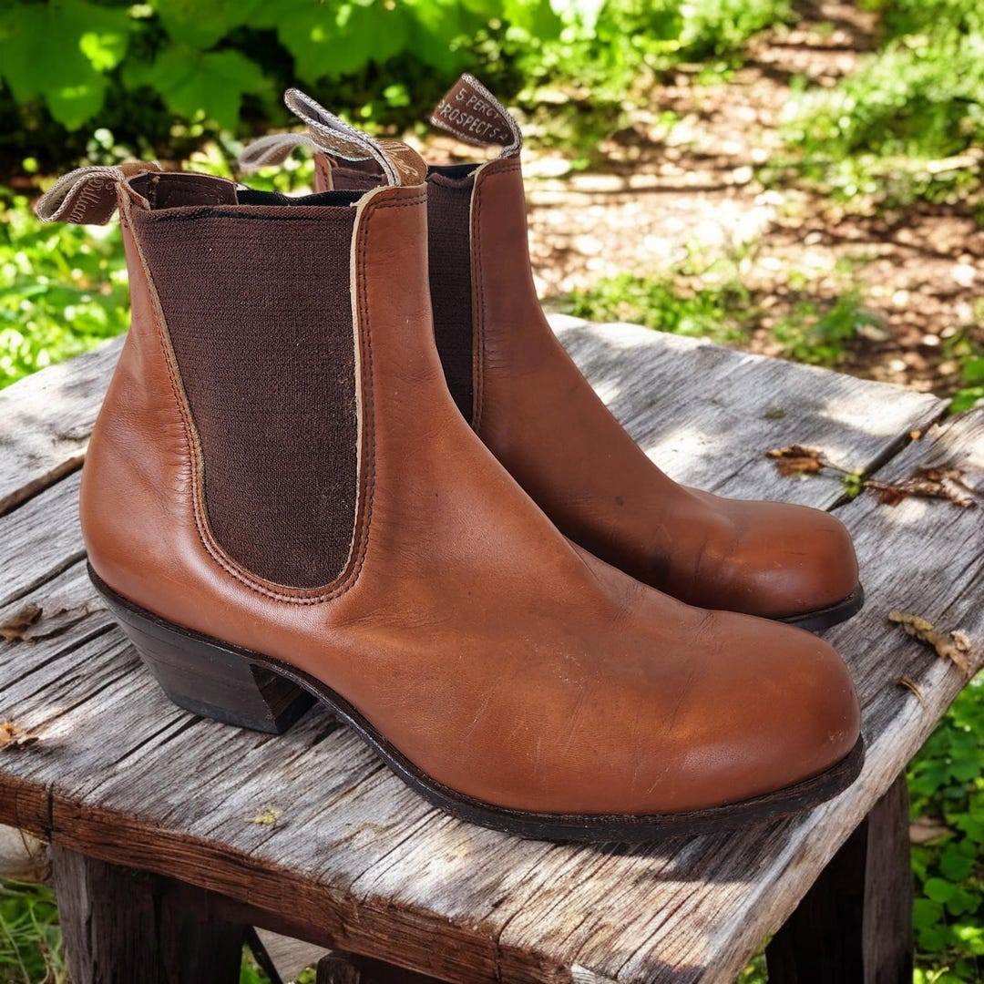 Vintage RM Williams Men's Cuban Heel Brown Leather Santa Fe Boots RMW ...