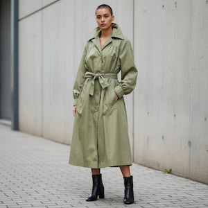 1950s Green Duster Coat: Vintage Domony Classic Elegance, Size 10