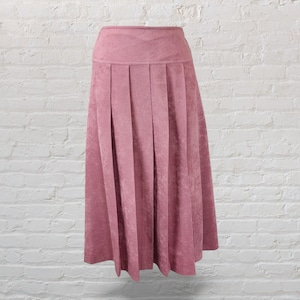Pretty in Pink: 1970s Vintage Pleated Midi Skirt | Retro Suede Statement Piece