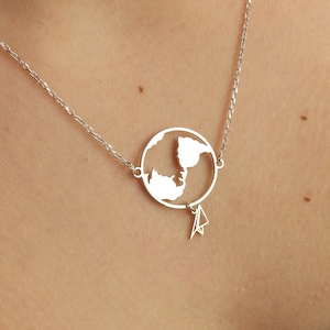 Sterling Silver World Map Necklace: Wanderlust Travel Jewelry