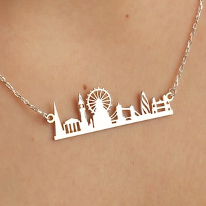 London Cityscape Necklace, Handmade London Skyline Necklace, Homesick Necklace, London Cityline Pendant, Traveler Necklace