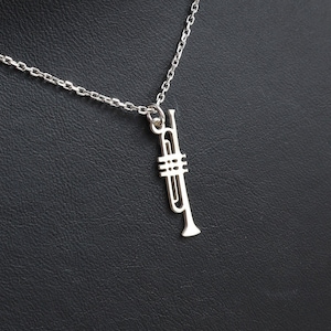 Sterling Silver Trumpet Necklace: Music Lover Gift