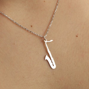 Saxophone Necklace, Music Instrument Necklace, Dainty Saxophone Pendant, Musical Necklace, Instrumental Necklace, Jazz Music Lover Jewelry