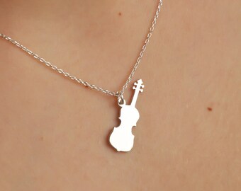 Sterling Silver Music Instrument Necklace, Violin Necklace, Musical Necklace, Violin Pendant,  Instrumental Necklace, Handmade Jewelry