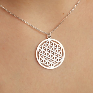 Large Flower of Life Necklace for Her, Seed of Life Pendant Necklace, Sacred Geometrical Necklace,  Spiritual Jewelry,Mandala Charm Necklace