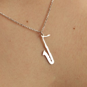 Handmade Saxophone Necklace, Jazz Music Lover Jewelry Gift, Horn Necklace, Musical Instrument Necklace, Gift Sax Player, Musician Necklace