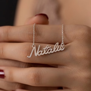 14K Gold Custom Name Necklace, Valentine&#39;s Day Gift, Customized Name Plate Necklace, Child Name Necklace for Mom, Gifts for Girlfriend