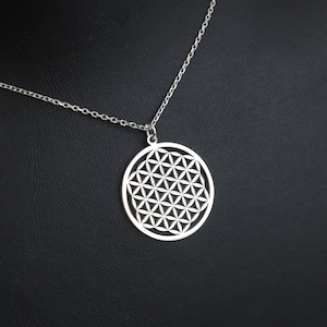 Sterling Silver Mandala Necklace, Flower of Life Necklace, Dainty Spiritual Necklace, Flower of Life Jewelry, Sacred Geometry Necklace