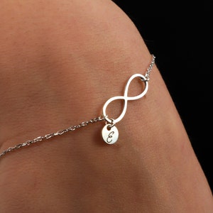 Pulsera de infinito personalizada, pulsera de plata de ley con inicial personalizada, regalo romántico, pulsera con letra personalizada, joyería de infinito