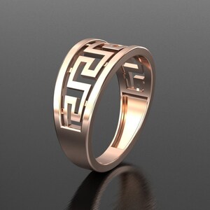 Greek Key Sterling Silver Wide Band Ring: Ancient Meander Design - Etsy