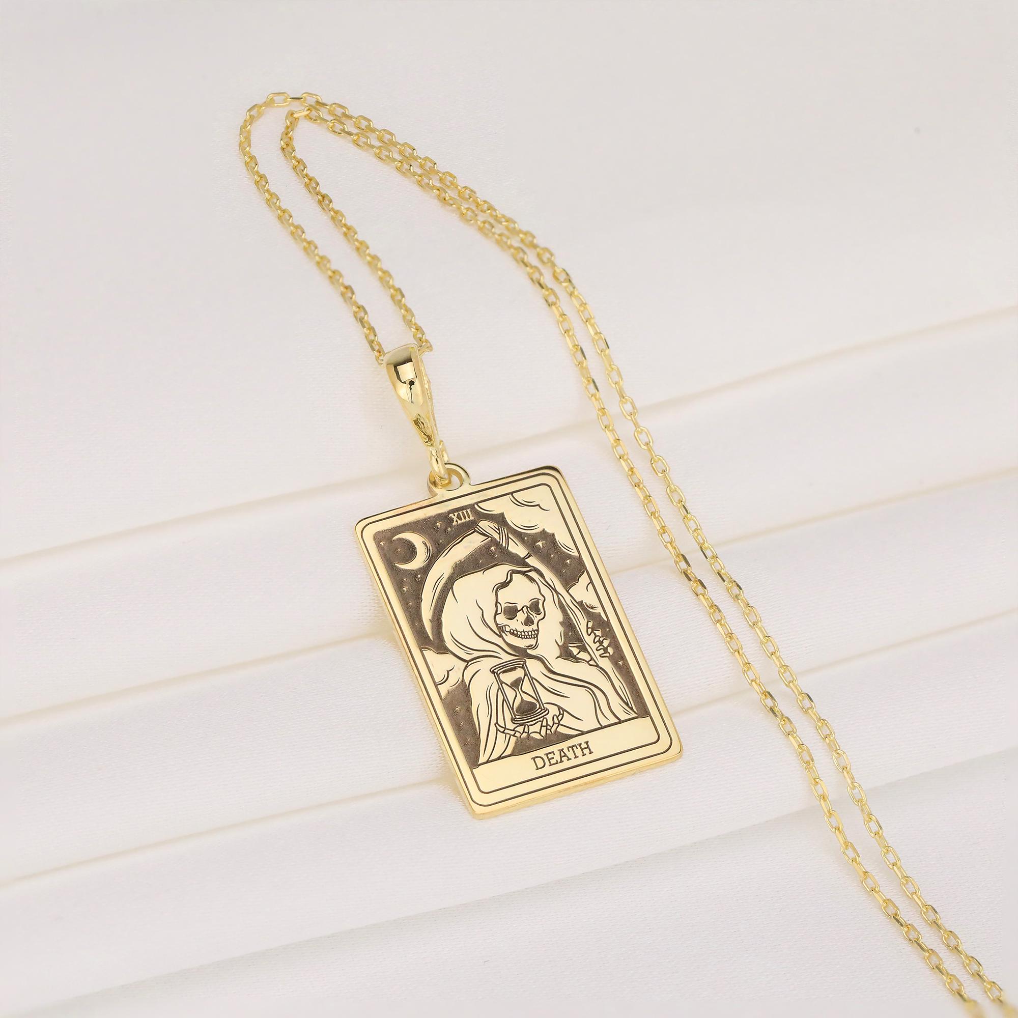 The Death Tarot Card Necklace, the Grim Reaper Necklace, Azrael